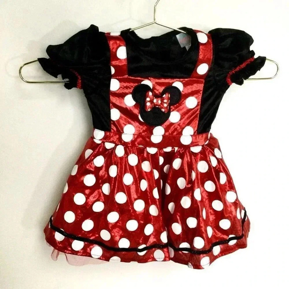 Disney Other - Disney Baby Red Black Polka Dot Minnie Mouse Costume Dress Size 6-12 Months